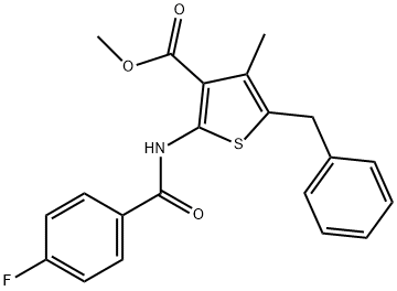 methyl 5-benzyl-2-[(4-fluorobenzoyl)amino]-4-methyl-3-thiophenecarboxylate Structure