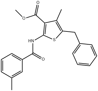 methyl 5-benzyl-4-methyl-2-[(3-methylbenzoyl)amino]-3-thiophenecarboxylate 结构式