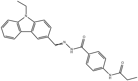 N-[4-({2-[(9-ethyl-9H-carbazol-3-yl)methylene]hydrazino}carbonyl)phenyl]propanamide Structure