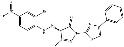 3-methyl-1-(4-phenyl-1,3-thiazol-2-yl)-1H-pyrazole-4,5-dione 4-({2-bromo-4-nitrophenyl}hydrazone) Struktur