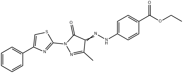 ethyl 4-{2-[3-methyl-5-oxo-1-(4-phenyl-1,3-thiazol-2-yl)-1,5-dihydro-4H-pyrazol-4-ylidene]hydrazino}benzoate Struktur