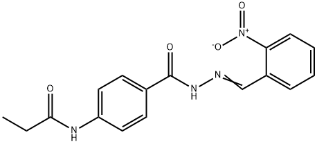 N-{4-[(2-{2-nitrobenzylidene}hydrazino)carbonyl]phenyl}propanamide 化学構造式