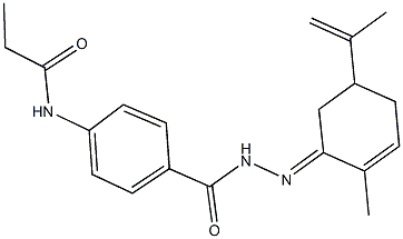 N-(4-{[2-(5-isopropenyl-2-methyl-2-cyclohexen-1-ylidene)hydrazino]carbonyl}phenyl)propanamide Struktur