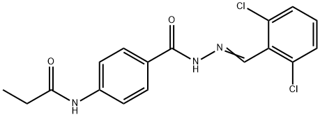 N-(4-{[2-(2,6-dichlorobenzylidene)hydrazino]carbonyl}phenyl)propanamide Struktur