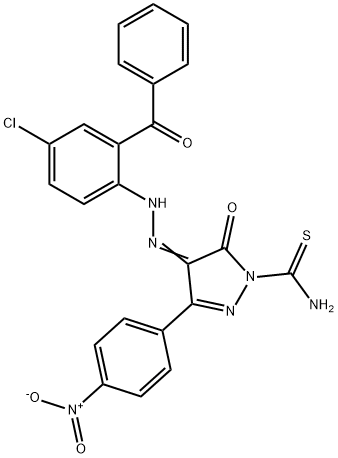 4-[(2-benzoyl-4-chlorophenyl)hydrazono]-3-{4-nitrophenyl}-5-oxo-4,5-dihydro-1H-pyrazole-1-carbothioamide Structure