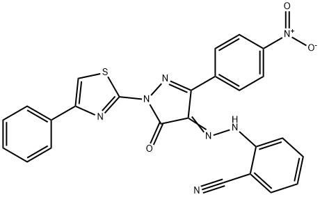 2-{2-[3-{4-nitrophenyl}-5-oxo-1-(4-phenyl-1,3-thiazol-2-yl)-1,5-dihydro-4H-pyrazol-4-ylidene]hydrazino}benzonitrile Structure