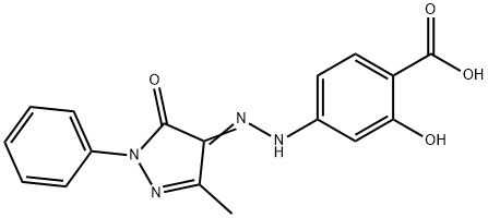 2-hydroxy-4-[2-(3-methyl-5-oxo-1-phenyl-1,5-dihydro-4H-pyrazol-4-ylidene)hydrazino]benzoic acid Structure