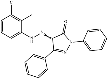 1,3-diphenyl-1H-pyrazole-4,5-dione 4-[(3-chloro-2-methylphenyl)hydrazone] Structure