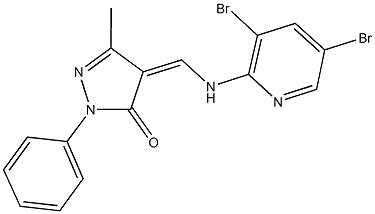 4-{[(3,5-dibromo-2-pyridinyl)amino]methylene}-5-methyl-2-phenyl-2,4-dihydro-3H-pyrazol-3-one,314747-11-0,结构式