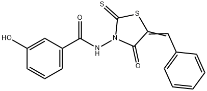 N-(5-benzylidene-4-oxo-2-thioxo-1,3-thiazolidin-3-yl)-3-hydroxybenzamide Struktur