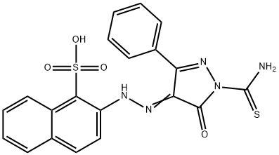 2-{2-[1-(aminocarbothioyl)-5-oxo-3-phenyl-1,5-dihydro-4H-pyrazol-4-ylidene]hydrazino}-1-naphthalenesulfonic acid Structure