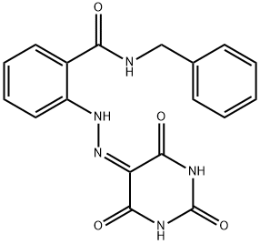 N-benzyl-2-[2-(2,4,6-trioxotetrahydro-5(2H)-pyrimidinylidene)hydrazino]benzamide Structure