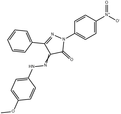 1-{4-nitrophenyl}-3-phenyl-1H-pyrazole-4,5-dione 4-[(4-methoxyphenyl)hydrazone] 化学構造式