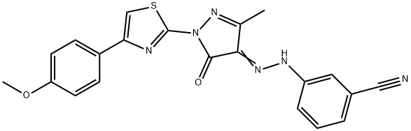 3-(2-{1-[4-(4-methoxyphenyl)-1,3-thiazol-2-yl]-3-methyl-5-oxo-1,5-dihydro-4H-pyrazol-4-ylidene}hydrazino)benzonitrile,314759-33-6,结构式