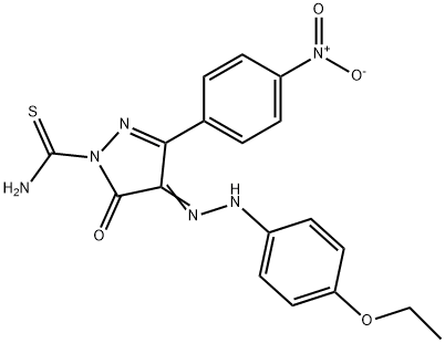 4-[(4-ethoxyphenyl)hydrazono]-3-{4-nitrophenyl}-5-oxo-4,5-dihydro-1H-pyrazole-1-carbothioamide Struktur