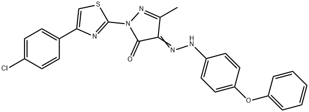 1-[4-(4-chlorophenyl)-1,3-thiazol-2-yl]-3-methyl-1H-pyrazole-4,5-dione 4-[(4-phenoxyphenyl)hydrazone] Structure
