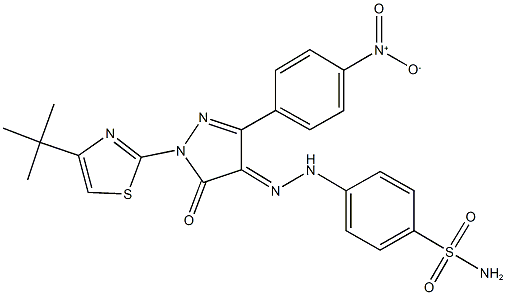 4-[2-(1-(4-tert-butyl-1,3-thiazol-2-yl)-3-{4-nitrophenyl}-5-oxo-1,5-dihydro-4H-pyrazol-4-ylidene)hydrazino]benzenesulfonamide 结构式