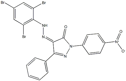 1-{4-nitrophenyl}-3-phenyl-1H-pyrazole-4,5-dione 4-[(2,4,6-tribromophenyl)hydrazone] Structure