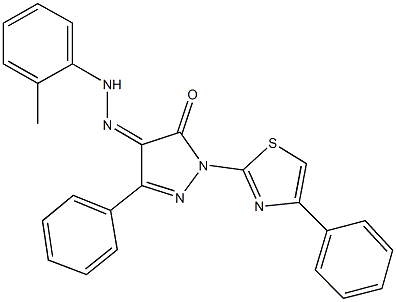 3-phenyl-1-(4-phenyl-1,3-thiazol-2-yl)-1H-pyrazole-4,5-dione 4-[(2-methylphenyl)hydrazone] 结构式
