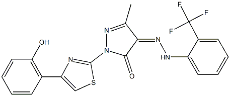 314761-18-7 1-[4-(2-hydroxyphenyl)-1,3-thiazol-2-yl]-3-methyl-1H-pyrazole-4,5-dione 4-{[2-(trifluoromethyl)phenyl]hydrazone}