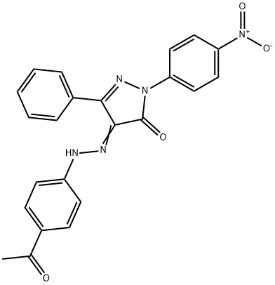 1-{4-nitrophenyl}-3-phenyl-1H-pyrazole-4,5-dione 4-[(4-acetylphenyl)hydrazone] 化学構造式