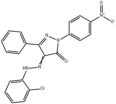 1-{4-nitrophenyl}-3-phenyl-1H-pyrazole-4,5-dione 4-[(2-chlorophenyl)hydrazone],314761-75-6,结构式