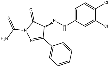 4-[(3,4-dichlorophenyl)hydrazono]-5-oxo-3-phenyl-4,5-dihydro-1H-pyrazole-1-carbothioamide 化学構造式