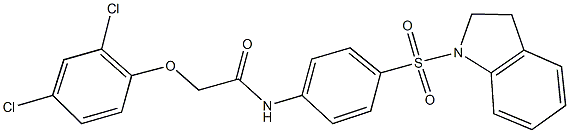 2-(2,4-dichlorophenoxy)-N-[4-(2,3-dihydro-1H-indol-1-ylsulfonyl)phenyl]acetamide 化学構造式