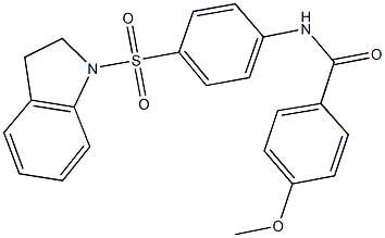 N-[4-(2,3-dihydro-1H-indol-1-ylsulfonyl)phenyl]-4-methoxybenzamide 化学構造式