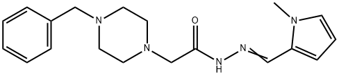 2-(4-benzyl-1-piperazinyl)-N'-[(1-methyl-1H-pyrrol-2-yl)methylene]acetohydrazide Struktur