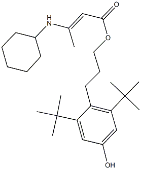 3-(2,6-ditert-butyl-4-hydroxyphenyl)propyl 3-(cyclohexylamino)-2-butenoate 化学構造式