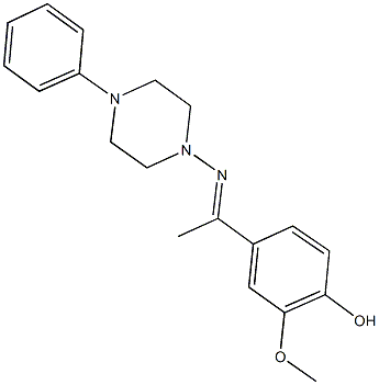 2-methoxy-4-[N-(4-phenyl-1-piperazinyl)ethanimidoyl]phenol 化学構造式