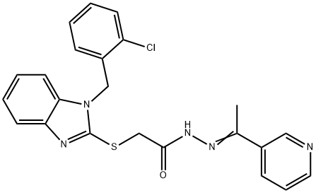 2-{[1-(2-chlorobenzyl)-1H-benzimidazol-2-yl]sulfanyl}-N'-[1-(3-pyridinyl)ethylidene]acetohydrazide 化学構造式