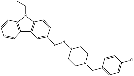 N-[4-(4-chlorobenzyl)-1-piperazinyl]-N-[(9-ethyl-9H-carbazol-3-yl)methylene]amine Structure