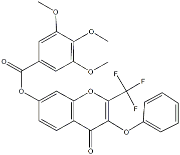 4-oxo-3-phenoxy-2-(trifluoromethyl)-4H-chromen-7-yl 3,4,5-trimethoxybenzoate Struktur