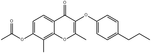 2,8-dimethyl-4-oxo-3-[(4-propylphenyl)oxy]-4H-chromen-7-yl acetate 化学構造式
