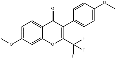 7-methoxy-3-(4-methoxyphenyl)-2-(trifluoromethyl)-4H-chromen-4-one 结构式