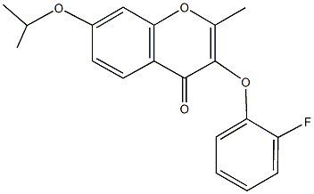 3-[(2-fluorophenyl)oxy]-2-methyl-7-[(1-methylethyl)oxy]-4H-chromen-4-one Struktur