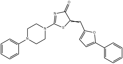 5-[(5-phenyl-2-furyl)methylene]-2-(4-phenyl-1-piperazinyl)-1,3-thiazol-4(5H)-one Struktur