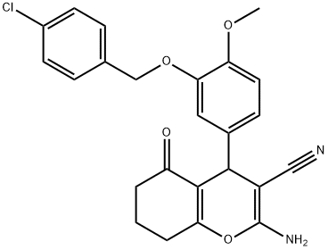 2-amino-4-{3-[(4-chlorobenzyl)oxy]-4-methoxyphenyl}-5-oxo-5,6,7,8-tetrahydro-4H-chromene-3-carbonitrile Structure