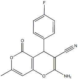 2-amino-4-(4-fluorophenyl)-7-methyl-5-oxo-4H,5H-pyrano[4,3-b]pyran-3-carbonitrile,315246-03-8,结构式