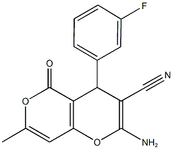 2-amino-4-(3-fluorophenyl)-7-methyl-5-oxo-4H,5H-pyrano[4,3-b]pyran-3-carbonitrile,315246-15-2,结构式