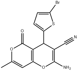 315246-17-4 2-amino-4-(5-bromo-2-thienyl)-7-methyl-5-oxo-4H,5H-pyrano[4,3-b]pyran-3-carbonitrile