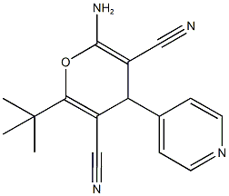 2-amino-6-tert-butyl-4-pyridin-4-yl-4H-pyran-3,5-dicarbonitrile Structure