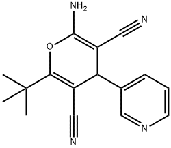 2-amino-6-tert-butyl-4-pyridin-3-yl-4H-pyran-3,5-dicarbonitrile Struktur