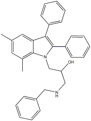 1-(benzylamino)-3-(5,7-dimethyl-2,3-diphenyl-1H-indol-1-yl)-2-propanol Struktur