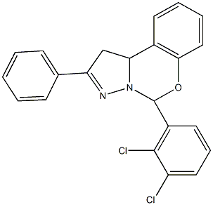5-(2,3-dichlorophenyl)-2-phenyl-1,10b-dihydropyrazolo[1,5-c][1,3]benzoxazine 化学構造式