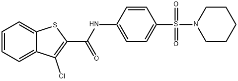 3-chloro-N-[4-(1-piperidinylsulfonyl)phenyl]-1-benzothiophene-2-carboxamide Structure