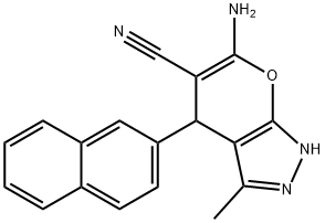 6-amino-3-methyl-4-(2-naphthyl)-1,4-dihydropyrano[2,3-c]pyrazole-5-carbonitrile Structure