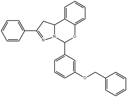 5-[3-(benzyloxy)phenyl]-2-phenyl-1,10b-dihydropyrazolo[1,5-c][1,3]benzoxazine 化学構造式